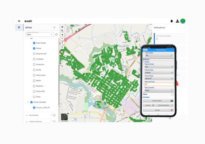 Exemplo de sistema informatizado para gestão da arborização urbana